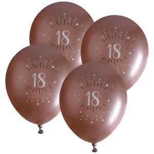 Verjaardag leeftijd ballonnen 18 jaar - 24x - rosegoud - 30 cm - Feestartikelen/versieringen