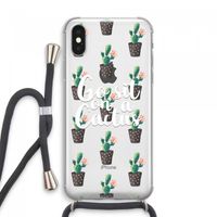 Cactus quote: iPhone XS Max Transparant Hoesje met koord