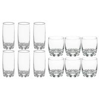 Set 12x stuks Tinn-serie water/drink glazen 310 en 380 ml van glas - Longdrinkglazen