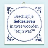 Tegeltje Beschrijf je liefdesleven in twee woorden