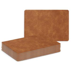 Placemats - 8x - lederlook - cognac kleur - 42 x 30 cm - tafel dekken - onderleggers