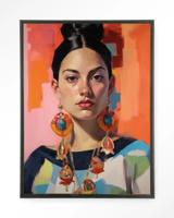 Urban Cotton Wandkleed 'Senorita' 80 x 110cm in Floating Frame - black