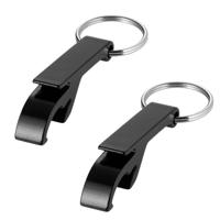 Flessen openers sleutelhanger - 4x - zwart - 5.5 cm - met sleutelsring