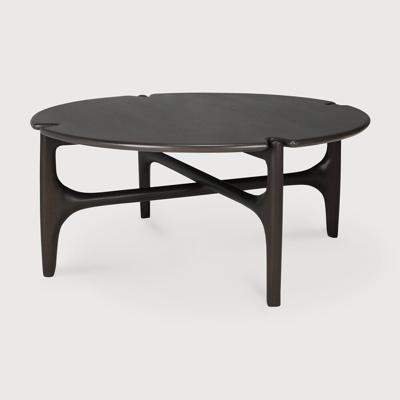 Ethnicraft Ronde Salontafel 'PI' Gevernist Mahoniehout, 80cm, kleur Donkerbruin
