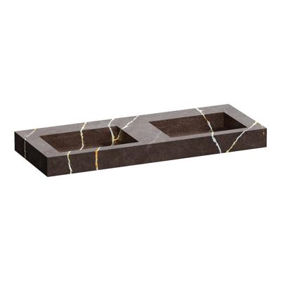 Wastafel Topa Artificial Marble 120 2 spoelbakken Copper Brown Topa