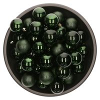 Kerstballen - 25x stuks - 6 cm - kunststof - donkergroen Kerstballen - 25x stuks - 6 cm - kunststof - donkergroen