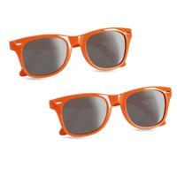 Oranje feest zonnebril - 2x stuks - Koningsdag - EK/WK verkleed accessoires