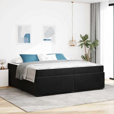 Bedframe met matras Zwart 200 x 200 cm Fluweel