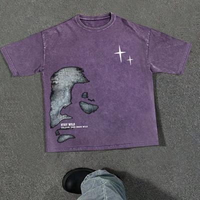 Bon&Bon Men's Graphic Print Cotton T-Shirt - Loose Fit Black Purple / XL