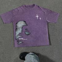 Bon&Bon Men's Graphic Print Cotton T-Shirt - Loose Fit Black Purple / S