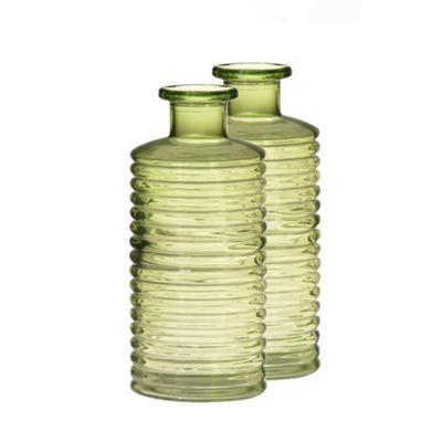 Glazen stijlvolle bloemenvaas transparant groen D14.5 en H31 cm