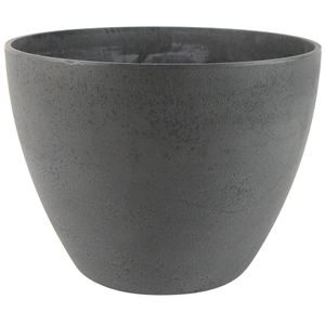 Bloempot/plantenpot van gerecycled kunststof donkergrijs D22 en H17 cm