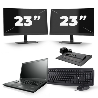 Lenovo ThinkPad T440s - Intel Core i5-4e Generatie - 14 inch - 8GB RAM - 256GB SSD - Windows 11 + 2x 23 inch Monitor