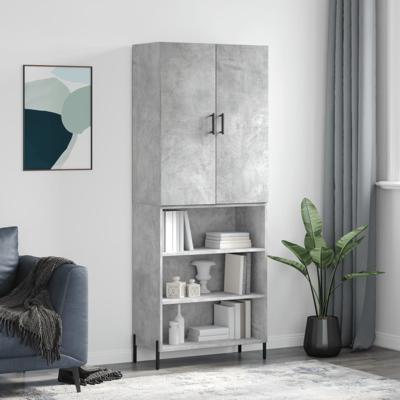Hoge kast 69,5x34x180 cm bewerkt hout betongrijs