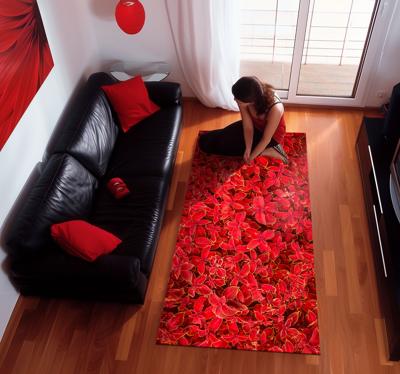 Bloemblaadje patroon vinyl tapijt rood