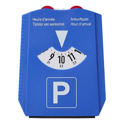 Luxe blauwe parkeerschijf met ijskrabber - draaischijf voor parkeren - 12 x 15 cm