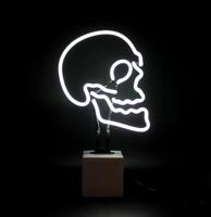 Neon &apos;Skull&apos; Sign (Op Betonnen Basis) - Wit