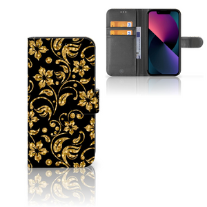 Apple iPhone 13 Hoesje Gouden Bloemen