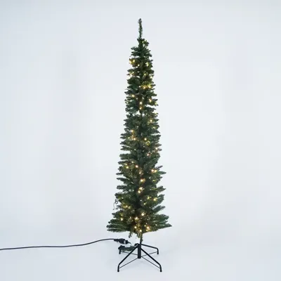 Kunstkerstboom Pencil Pine Prelit 210 cm Hoog Groen Wit 280 lampjes Everlands