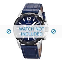 Festina horlogeband F16673-2 Croco leder Blauw 24mm + grijs stiksel