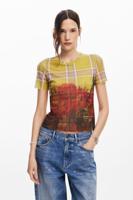 T-shirt van tule met print - YELLOW - L