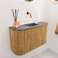 Toiletmeubel Mondiaz Joya Dlux | 73.2 cm | Meubelkleur Oak | Faye wastafel Sombra Wasbak Midden | Zonder kraangat(en)