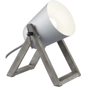 LED Tafellamp - Tafelverlichting - Trion Maryla - E27 Fitting - Rond - Mat Grijs - Hout