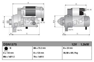 Startmotor / Starter DENSO, Spanning (Volt)12V, u.a. für BMW