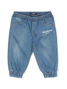 Balmain Kids jean à logo imprimé - Bleu