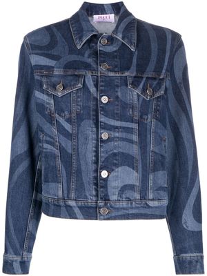PUCCI veste imprimée Swirl en jean - Bleu