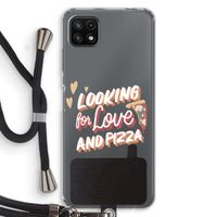 Pizza is the answer: Samsung Galaxy A22 5G Transparant Hoesje met koord