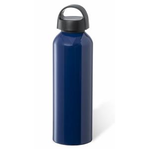 Waterfles / drinkfles / sportfles - glans donkerblauw - aluminium - 800 ml - schroefdop