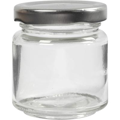 Creativ Company Glazen pot, h: 6,5 cm, d 5,7 cm, 100 ml, transparant, 12 stuk/ 1 doos