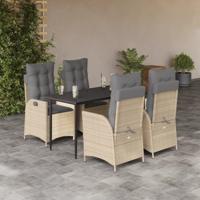 5-delige Tuinset met kussens poly rattan beige
