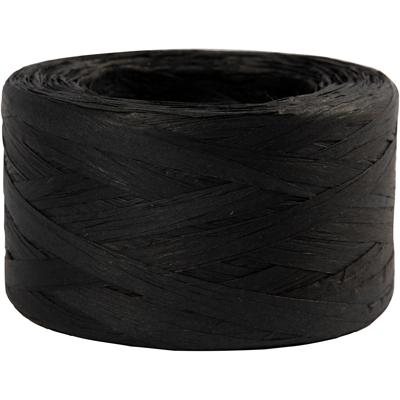 Creativ Company Papier raffia garen, b: 7-8 mm, zwart, 100 m/ 1 rol
