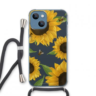 Sunflower and bees: iPhone 13 mini Transparant Hoesje met koord