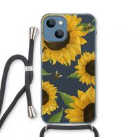 Sunflower and bees: iPhone 13 mini Transparant Hoesje met koord