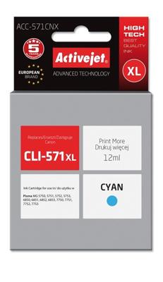 Activejet ACC-571CNX inkt (Canon CLI-571C XL vervanging; Supreme; 12 ml; blauw)