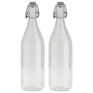 Bormioli rocco set van 2x stuks weckflessen transparant beugeldop glas van 1 liter