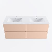 MONDIAZ VICA 120cm badmeubel onderkast Rosee 4 lades. Wastafel DENIA dubbel 2 kraangaten, kleur Glanzend Wit.