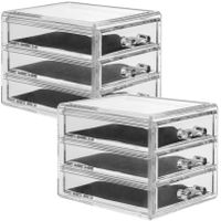 2x Stuks sieraden/make-up organizer 3 lades rechthoek 15,5 x 10,5 cm van kunststof - thumbnail