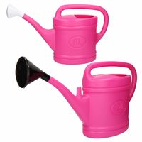 Tuin water gieters set 2x stuks van 6 en 12 liter inhoud roze - thumbnail