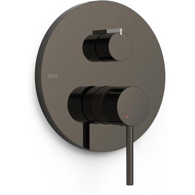 Douchekraan afbouwdeel Tres Study Exclusive | Inbouw | Mengkraan | 2-weg | Rond | Zwart metallic