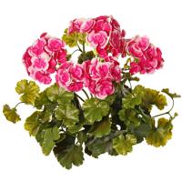 Kunstbloemen boeketje - Franse geranium - roze - UV bestendig - D30 cm x H39 cm