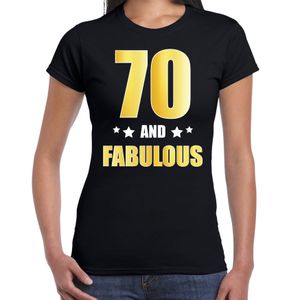 70 and fabulous verjaardag cadeau t-shirt / shirt goud 70 jaar zwart voor dames