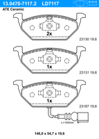 Remblokkenset, schijfrem ATE Ceramic ATE, u.a. für Seat, VW, Skoda, Audi