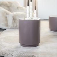 By-Boo Ronde Bijzettafel 'Mesita' 37cm metaal, kleur Donker Taupe