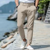 Voor heren Pakken Linnen broek Broek Zomerbroek nappi Voorvak Recht been Effen Comfort Ademend Casual Dagelijks Feestdagen Modieus Basic Zwart Wit Lightinthebox - thumbnail