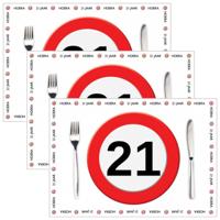 Placemat 21 jaar - 30x stuks - 42 x 30 cm - 90g - papier - verjaardag - jubileum