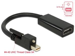 Delock 62640 Adapter mini DisplayPort 1.2 male met schroef > HDMI female 4K Actief zwart